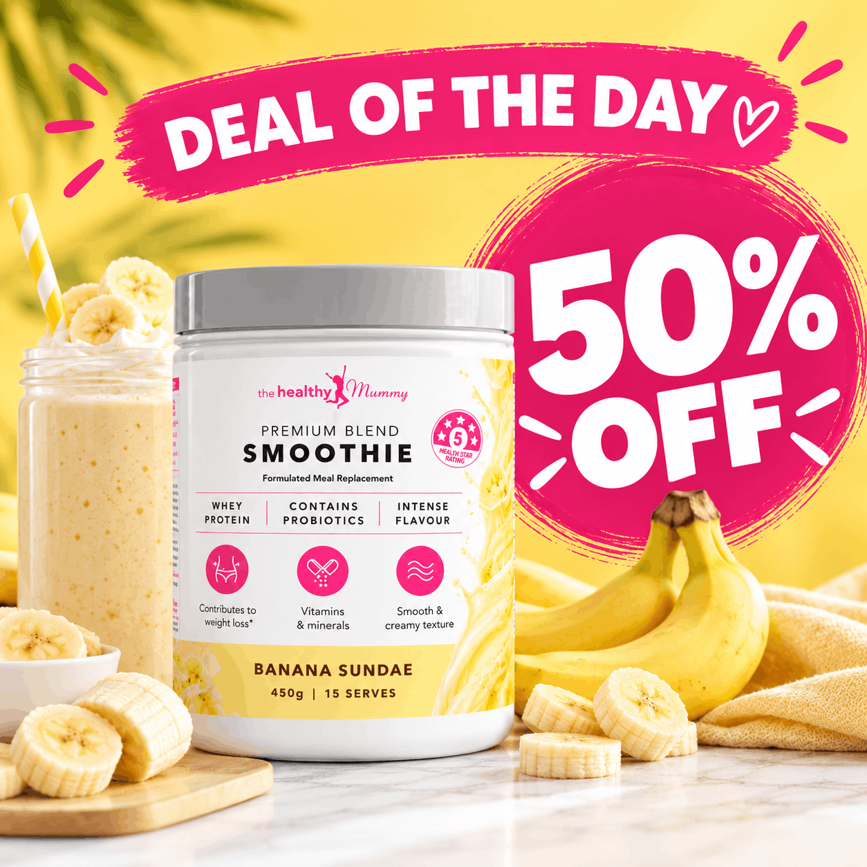 Premium Banana Sundae Smoothie - Half Price